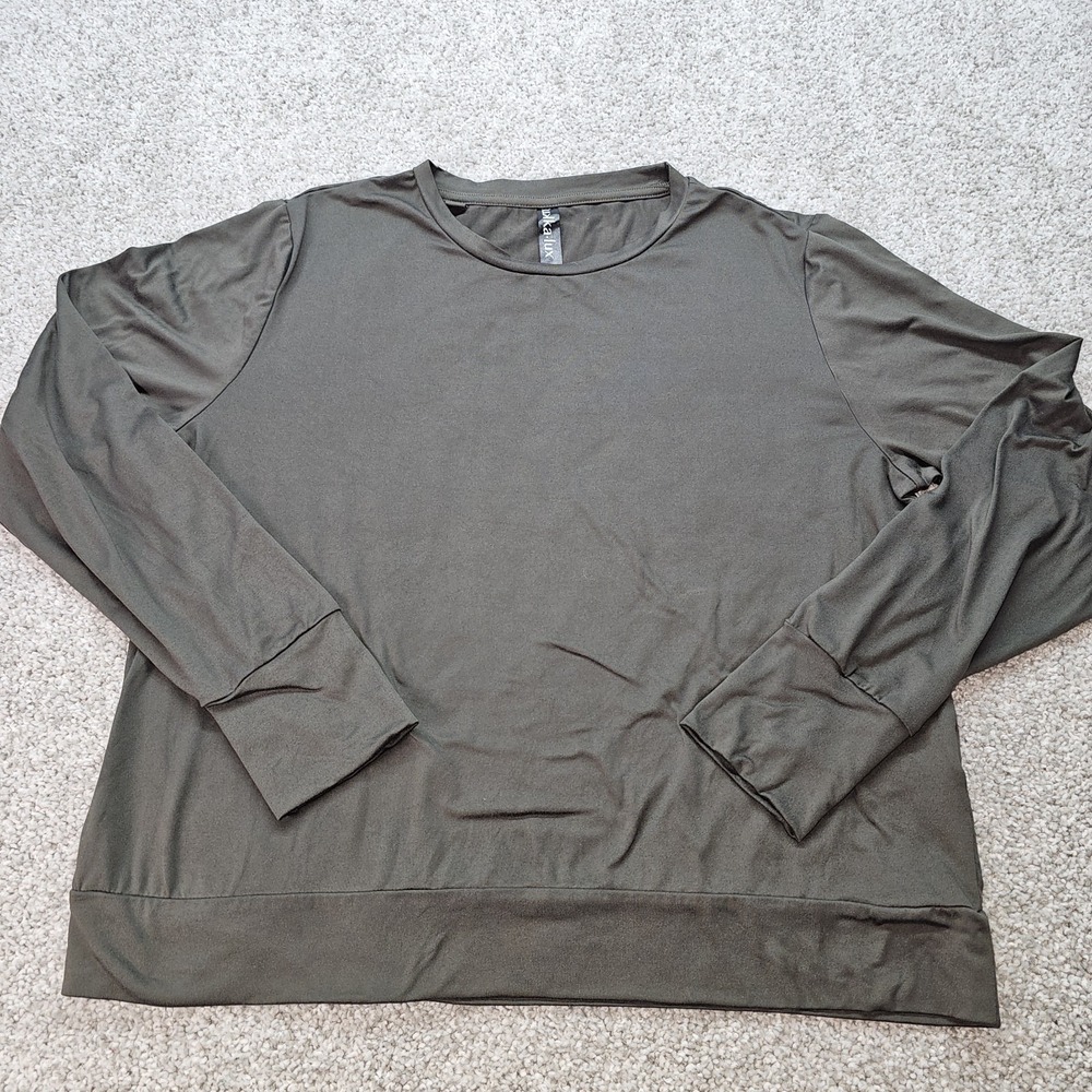 Lukka Lux Women's Long Sleeve Active Top Relaxed‎ Fit Size Large Olive Green